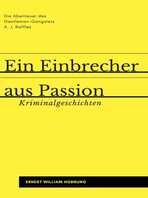 cover image of Ein Einbrecher aus Passion